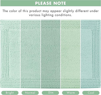 Madison Park Splendor Reversible 100% Cotton Tufted Bathroom Rug-3000 GSM Hotel Quality Luxurious Plush Medium Pile Bath Mat Absorbent, Quick Dry, Shower Room Décor, 24x36 Green