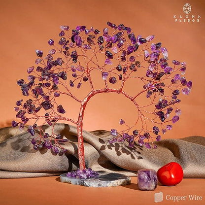 Amethyst Crystal Crystal Tree of Life for Home and Office Decor, Positive Energy, Wealth, Good Luck, Reiki Healing, Handmade Feng Shui Decoration, Birthday Gifts for Women, Mom