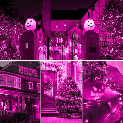 kemooie 300 LED Pink Christmas Lights, 99FT Connectable 8 Twinkle Modes String Lights with Memory Function, Waterproof for Outdoor Indoor Wedding Party Valentine's Day Decoration