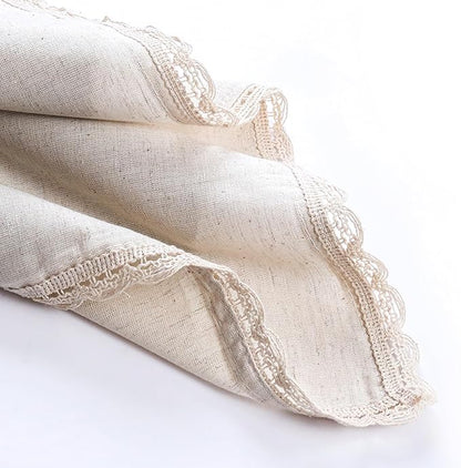Cloth Napkins Reusable Natural Cloth Dinner Napkins Set of 12 Cotton Flax Fabric Oversized 20x20 Inches Cloth Napkins with Lace for Parties Weddings Washable Cocktail Napkins Thanksgiving Decor