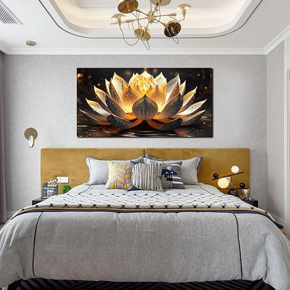 Lotus Flower Pictures Wall Decor for Bedroom Gold Room Wall Decor for Women Modern Canvas Prints Wall Art Size 24 x 48 Inch