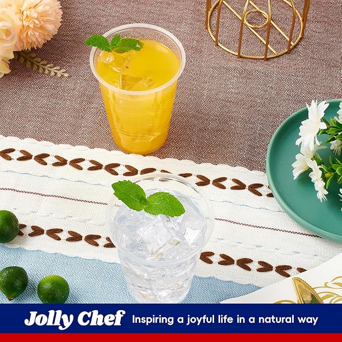 JOLLY CHEF 600 Pack 9 oz Clear Plastic Cups,9 Ounce Disposable Cups for Parties, Picnics, BBQs, Travel, Halloween, Christmas Party, and Events
