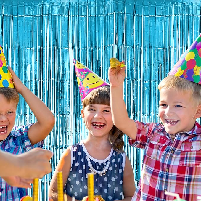 10 Pack Light Blue Fringe Backdrop Curtains, Light Blue Streamers Party Backdrop, Christmas Decorations, New Year Decorations, White Party Decorations Supplies For Birthday, Holidays, Parties & More