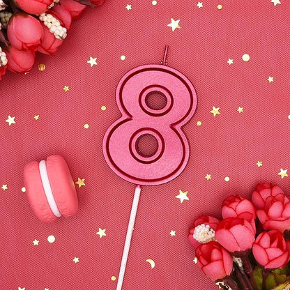 PHD CAKE 2.76 Inch Luxe Red 8 Number Birthday Candles, Red Number Candles, Cake Number Candles, Party Celebration