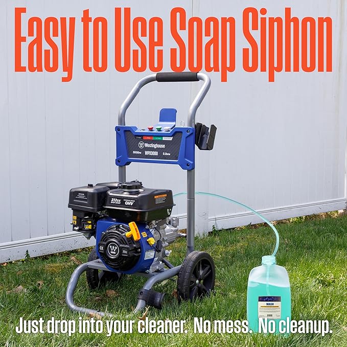Westinghouse WPX3000 Gas Pressure Washer, 3000 PSI and 2.3 GPM, Spray Gun and Wand, 4 Nozzle Set, for Cars/Fences/Driveways/Homes/Patios/Furniture