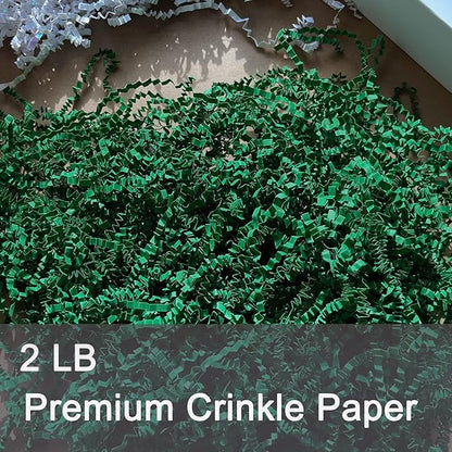 2LB Crinkle Paper Filler Dark Green Shredded Paper for Gift Baskets Easter Grass
