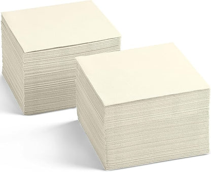 Disposable Linen-Feel Cocktail Napkins, 200-Pack 5" x 5" CHAMPAGNE Paper Beverage Napkins For Bar, Restaurant And Café, Dessert Napkins For Party, Wedding Or Event