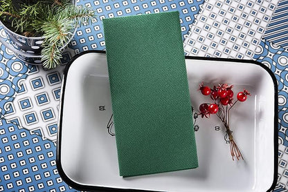 Green Paper Napkins | Linen Feel Guest Disposable Cloth Like Dinner Napkins | Hand Towels | Soft, Absorbent, Paper Hand Napkins for Kitchen, Bathroom, Parties, Weddings, Dinners Or Events | 50 Pack