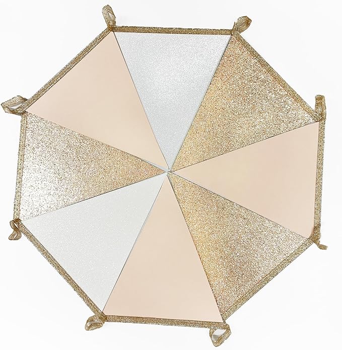 Champagne Gold Beige White Party Pennant Banner Flag Hanging Glitter Paper Triangle Bunting for Birthday Baby Shower Graduation Wedding Engagement Bridal Shower Holiday Baptism Party Decorations
