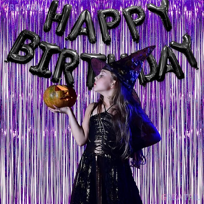 Happy Birthdays Banner Black - GREATRIL Party Decorations for Birthdays/Halloweens/Happy Birthdays Letters (Black)