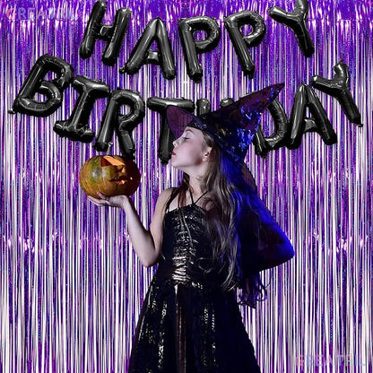 Happy Birthdays Banner Black - GREATRIL Party Decorations for Birthdays/Halloweens/Happy Birthdays Letters (Black)