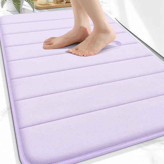 OLANLY Memory Foam Bath Mat 34x21, Super Soft Absorbent Bathroom Rugs, Quick Dry, Machine Washable Shower Floor Rugs, Bathmat Carpet, Bathroom Home Decor Accessories, Lavender