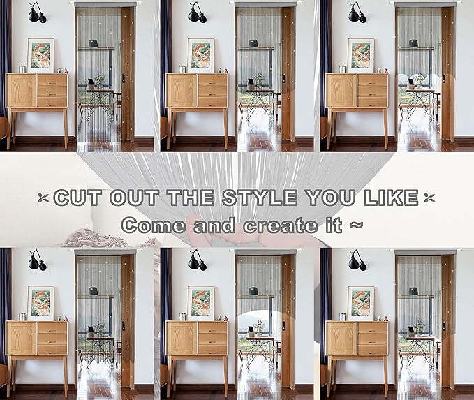 YIIBAII Door String Curtains Fringe Door Curtains for Doorways Window Room Decoration Living Room Divider(39"x79", Grey)