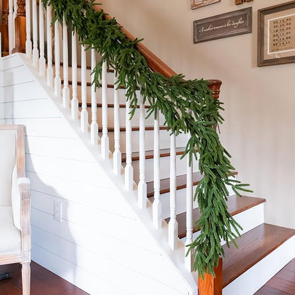 72" Real Touch Norfolk Pine Garland Realistic 6ft, Christmas Garland for Mantle, Stairs, Fireplace, Soft and Bendable Real Touch Garland Christmas Greenery, Evergreen Christmas Garlands