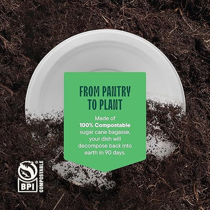 100% Compostable Paper Bowls 12 oz. [1000 Count] Heavy-Duty Soup Bowls - Natural White Color Unbleached Bagasse Bowls - Eco-Friendly Disposable Biodegradable Sugarcane - [Bulk Case 8 x 125 Pack]