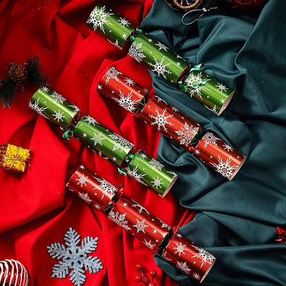 JOYIN 8 Pack Christmas Party Favor Non-Snap Red & Green Snowflake Design Party Table Favors with Holiday Party Favor Supplies for Kids and Adults, Christmas Parties, Dinners & Holidays
