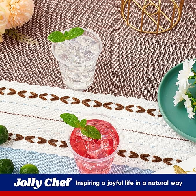 JOLLY CHEF 𝟔𝟎𝟎 𝐏𝐚𝐜𝐤 7 oz Clear Plastic Cups,7 Ounce Disposable Cups for Picnic,Travel, Halloween,Christmas Party and Events