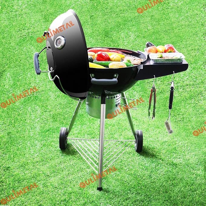 Upgraded Grill Table Shelf for Kettle Grills 22 Inch, Side Table Shelf Replaces Weber Master Touch & Original Charcoal Grill, Grill Accessories for Weber Kettle, Outdoor Steel BBQ Table Shelf