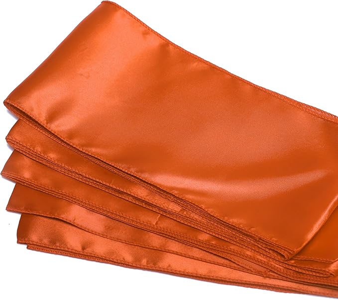 VDS Satin Chair Sashes Chair Cover Back Tie Sateen Bows Ribbon for Wedding Birthday Graduation Engagement Ceremony Event Party Banquet Venue Hotel All Dining Chair Decoration (50PC) (Brunt Orange)