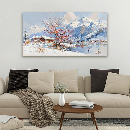 Canvas Wall Art Prints Vintage Wall Art Pictures for Living Room Landscape Farmhouse Wall Art Decorations Canvas Art Wall Decor Red Tree Flower Artwork For Walls Bedroom Office Home Decor 20" X 40"