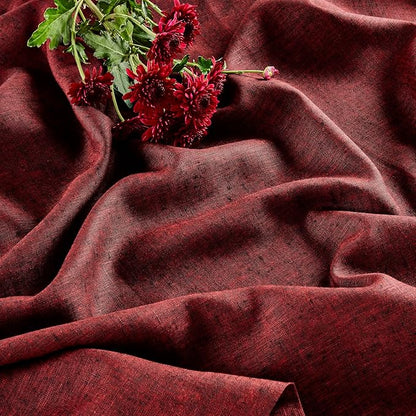 Solino Home Square Linen Tablecloth 52 x 52 Inch - 100% Pure Linen Red Garnet Table Throw - Athena, Machine Washable Tablecloth for Fall, Autumn, Holiday, Winter, Christmas, New Year
