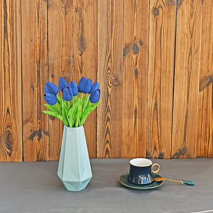 ONLY ART Artificial Navy Blue Tulips 20 Pcs – 13.5 Inch PU Faux Flowers with Bendable Stems for Home Décor, Wedding Centerpieces, DIY Floral Arrangements, Table Decorations