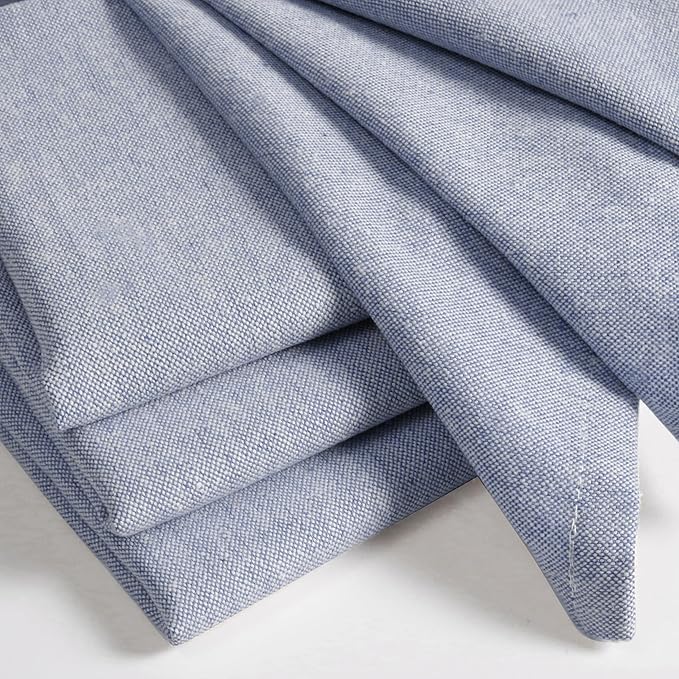 Native Fab Solid Cloth Napkin Set of 12, 100% Chambray Cotton, Washable, Reusable Dinner Cloth Napkin 17x17 inches, Table Decor Napkins for Dinner, Events, Ink Blue