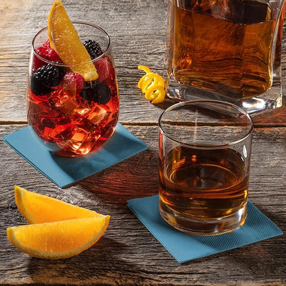 AMERICAN HOMESTEAD Cocktail Napkins - Premium 4.75"x4.75" Disposable Linen-Like Beverage Napkins - Bulk Square Party Bar Serviettes for Weddings, Parties, Events, and Daily Use - 100 Count - Sea Blue