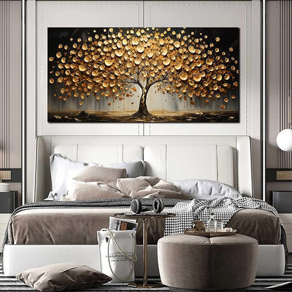 Gold Tree Wall Pictures for Living Room Large Print Painting Wall Art Bedroom Office Wall Decor 29 x 59 Inch Wrapped Canvas