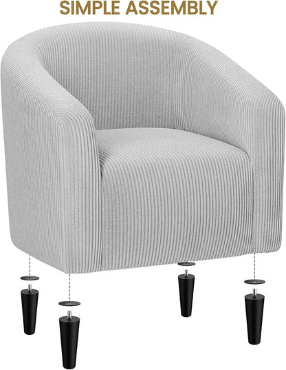 Yaheetech Accent Barrel Chair, Corduroy Fabric Club Chair, Furry Sherpa Elegant Armchair with Cozy Soft Padded for Living Room Bedroom Reception Room Office, Set of 2, Light Gray