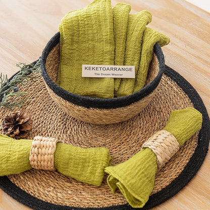 Cheesecloth Napkins 17x17 Inches Cloth Handmade Washable Reusable for Lunch Dinner Wedding Baby Bridal Shower Party Rustic Boho Decorations Bulk Set of 10 Moss Green
