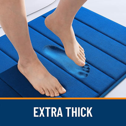 OLANLY Memory Foam Bath Mat 34x21, Super Soft Absorbent Bathroom Rugs, Quick Dry, Machine Washable Shower Floor Rugs, Bathmat Carpet, Bathroom Home Decor Accessories, Royal Blue