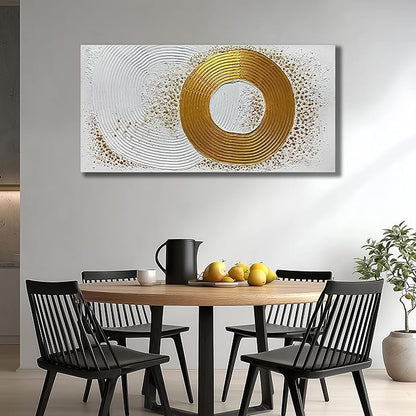 White and Gold Artwork for Wall Bedroom Large Abstract Wall Decor for Living Room Modern Oil Painting Wall Art for Office Size 29 x 58 Inch