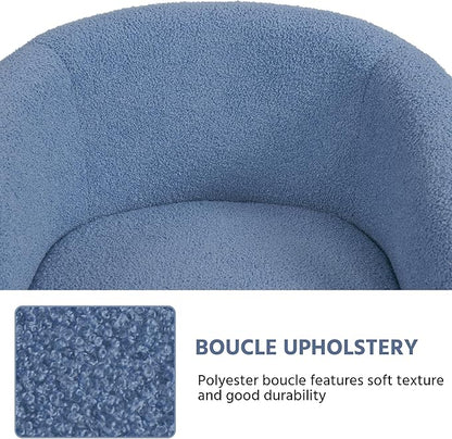 Yaheetech Barrel Chairs, Furry Accent Chairs with Soft Padded Armrest for Living Room Bedroom Waiting Room Office, Set of 2, Blue