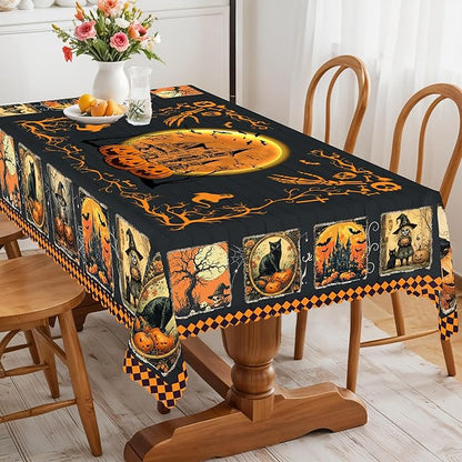 Eikione Rectangular Tablecloth 152x220inch, Halloween Grimace Tablecloth Waterproof and Wrinkle-Free, Table Covers, Summer Decorations for Home Dining