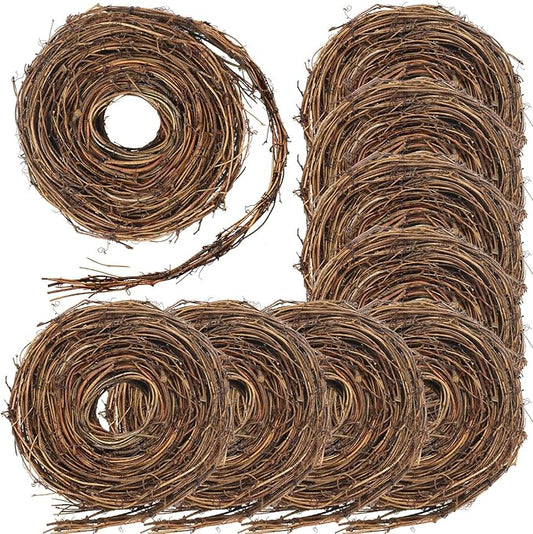 Janinka 9 Pcs Grapevine Garland Natural Grape Vine Wreath for Crafts DIY Twig Garland Rattan Hanging Vine Wreath for Wedding Christmas House Holiday Door Vase Wall Home Decor