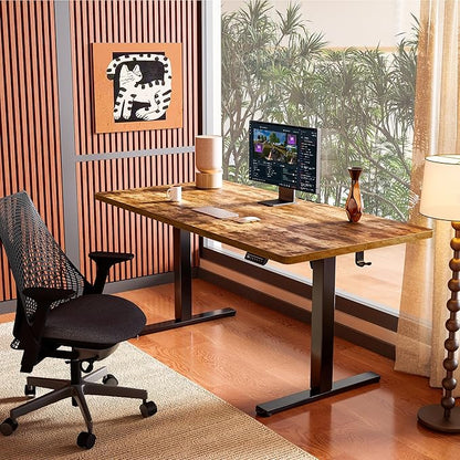 ErGear Height Adjustable Electric Standing Desk, 32 x 19 Inches Sit Stand up Desk, Memory Computer Home Office Desk, Vintage Brown
