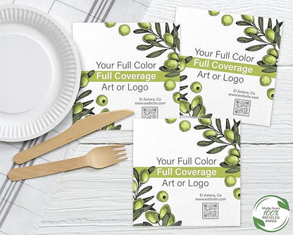 100% Recycled Custom Cocktail Napkins - Personalized 100% Recycled Napkins - Eco-friendly & Full-Color Digital Printed - Events & Celebrations - Pack of 50 - All Over Embossed Full Coverage, 5"x 5"