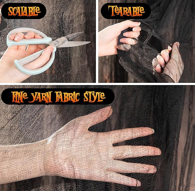 197" x 85" Halloween Creepy Cloth - Halloween Spooky Fabric Cloth - Scary Gauze Blood Creepy Cloth for Haunted House Halloween Party Yard Wall Doorway Outdoors Decoration