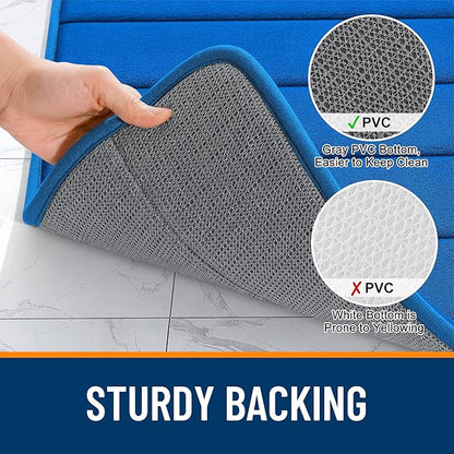 OLANLY Memory Foam Long Bathroom Rugs Runner 47x20, Super Soft Absorbent Bath Mat, Quick Dry, Machine Washable Shower Floor Rugs, Bathmat Carpet, Bathroom Home Decor Accessories, Royal Blue