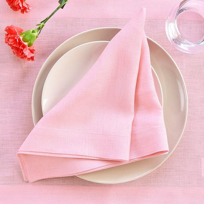Solino Home Linen Napkins Set of 4-100% Pure Linen Pink Lemonade Dinner Napkins Cloth 20 x 20 Inch - Fete, Handcrafted and Machine Washable
