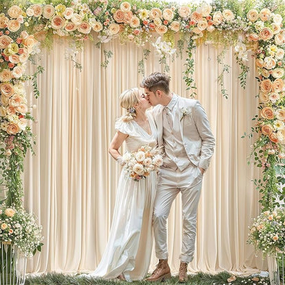 8 x 10ft Champagne Backdrop Curtains for Wedding Photo Background Curtains Wrinkle Resistant Backdrop for Party Photoshoot Polyester Curtains Drapes for Baby Shower Birthday with Rod Pocket, 2 Panels