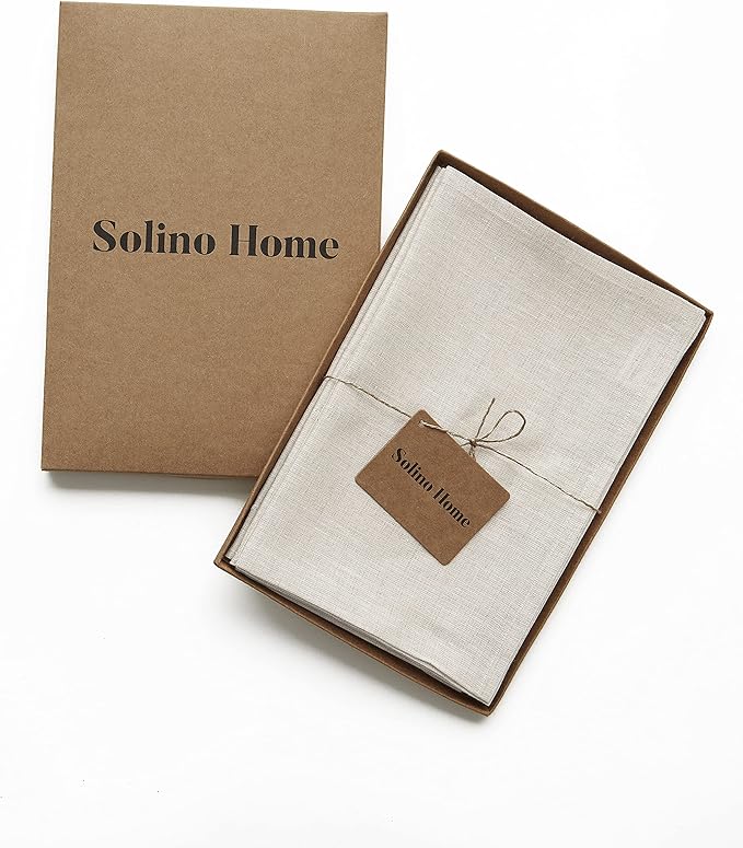 Solino Home Linen Cloth Napkins Set of 4-100% Pure Linen Light Natural Dinner Napkins 20 x 20 Inch for Fall, Autumn, Thanksgiving, Christmas - Athena, Handcrafted and Machine Washable