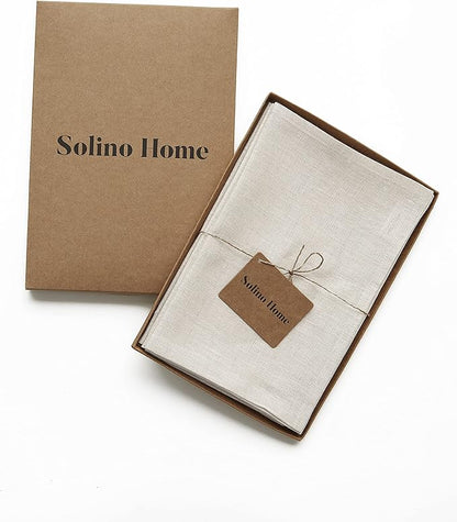 Solino Home Linen Cloth Napkins Set of 4-100% Pure Linen Light Natural Dinner Napkins 20 x 20 Inch for Fall, Autumn, Thanksgiving, Christmas - Athena, Handcrafted and Machine Washable