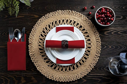 100 Linen-Feel Colored Paper Napkins - Decorative Cloth-Like Burgundy Dinner Napkins - Soft And Absorbent. For Kitchen, Party, Wedding, Bathroom Or Any Occasion. (Pack of 100)