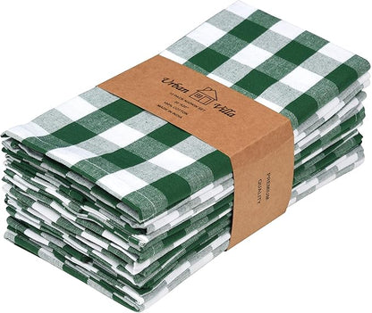 Urban Villa Cloth Napkins Set of 12 20x20 Inches 100% Cotton Napkins Cloth Washable Soft Durable Reusable Absorbent Table Dinner Napkins Cloth for Hotel Lunch Restaurant Weddings Parties- Hunter White