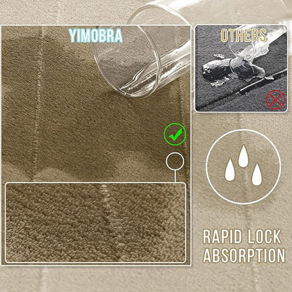 Yimobra Memory Foam Toilet Bath Mat U-Shaped, Soft and Comfortable, Super Water Absorption, Non-Slip, Thick, Machine Wash and Easier to Dry for Bathroom Commode Contour Rug, 24 X 20, Pale Khaki