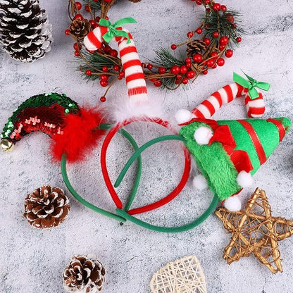 URATOT 8 Pack Christmas Reindeer Hair Hoop Headbands Xmas Party Costume Photo Prop Booth Headbands for Favors