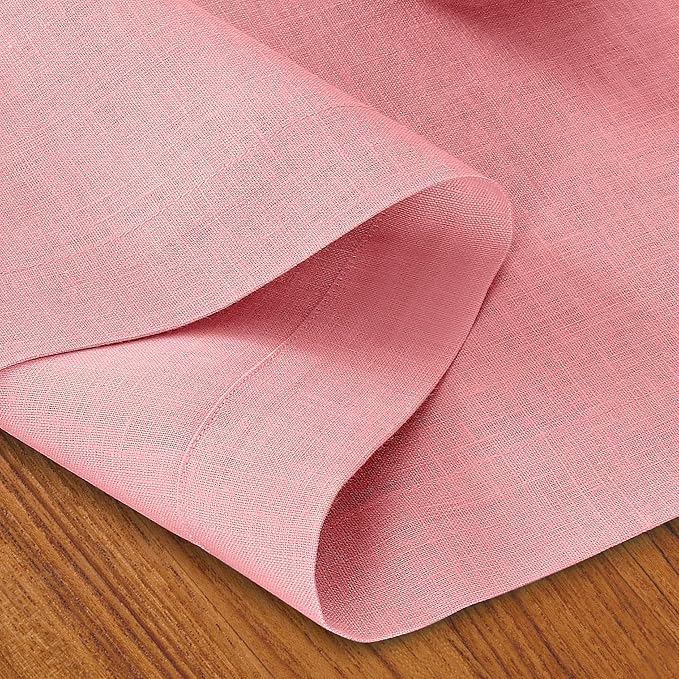 D'Moksha Homes Linen Dusty Pink Table Runner 72 Inches Long - 100% Pure Linen 14 x 72 Inch Table Runner for Dining, Winter, Christmas, Holiday - Machine Washable