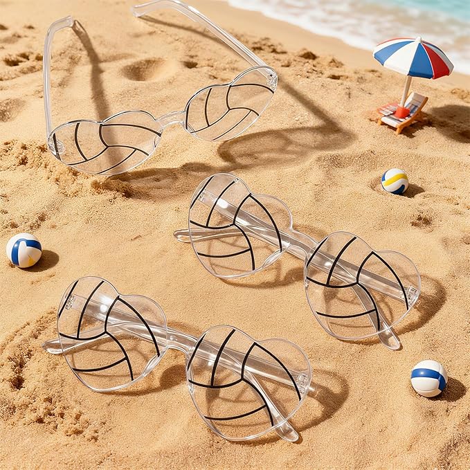 Pibupibu 12/24 Pack Volleyball Softball Football Soccer Gifts for Team Coach Heart Sunglasses Bulk Sports Party Favor Glasses